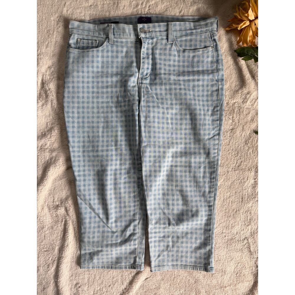 NYDJ Ariel Crop Gingham Jean Capri Size 12
